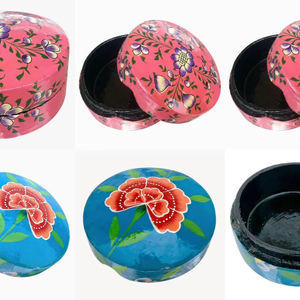 Luxueuses boîtes à bibelots en papier mâché Kashmiri peintes à la main pour la décoration intérieure et la collection de bijoux - Product Image 3
