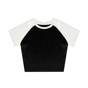 T-shirt à manches courtes 100% coton pour enfants de haute qualité T-shirts courts haut en coton uni haut court surdimensionné pour enfants - Product Image 1
