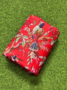 100% tela de algodón puro Pájaro Rojo Floral estampado a mano 70gsm Nomex para coser vestidos acolchados o cortinas vendidas por yarda - Product Image 5