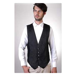 เสื้อกั๊กเจ้าบ่าวลายผ้าคลุมไหล่สีดำ - Product Image 1