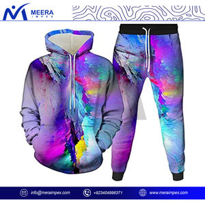 Conjunto de ropa deportiva de sublimación personalizada con estilo para hombre, Sudadera con capucha y cremallera completa atlética transpirable y pantalones para correr, técnicas de estampado de verano - Product Image 3