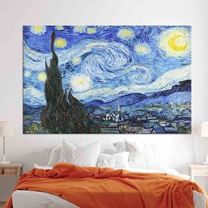 Tableau imprimé sur toile : Design graphique Nuit étoilée de Van Gogh, TOILE ENVELOPPEE - Product Image 1