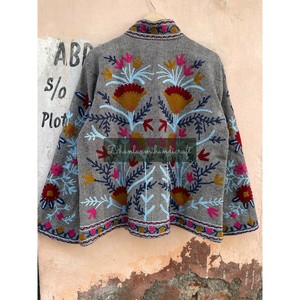 Textile indien broderie à la main veste tissé à la main coton Khadi veste pardessus unisexe hiver manteau fête porter ODM pour les femmes - Product Image 5