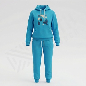 ชุดวอร์มผู้หญิงแบบมีฮู้ด ลายเรียบ สีตัดกัน ปรับแต่งสีได้ พร้อมโลโก้สั่งทำ ชุดกีฬา ความยาวถึงข้อเท้า - Product Image 1