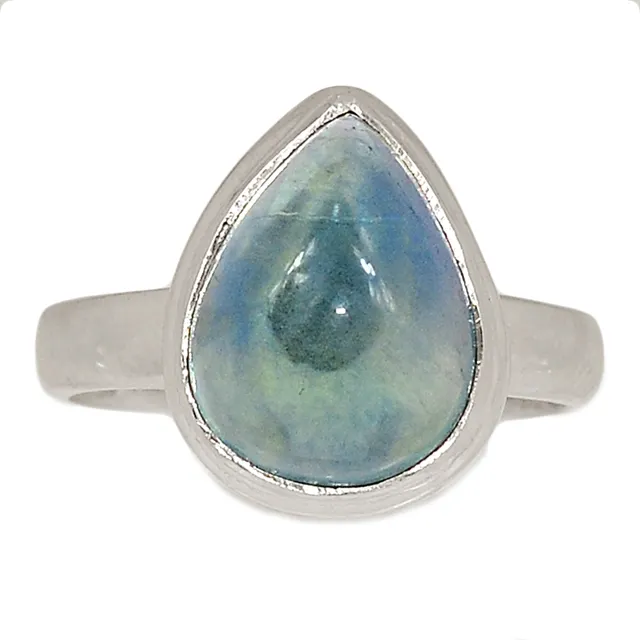 Großhandel 925 Silber-Schmuck Fluorit Edelstein Ring vergoldet feine Form natürlicher blauer grüner Stein Schmuck