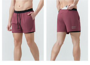 Pantalones cortos deportivos 2 en 1 con puntos reflectantes para hombre, logotipo personalizado, nailon, transpirable, de secado rápido, para gimnasio, correr, envío DDP - Product Image 6