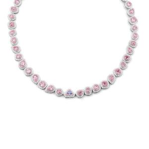 Collar de Diamantes Solitario de Lujo con Forma Elegante, Cultivado en Laboratorio, Rosa y Azul, en Oro Blanco de 18K, Precio de Fábrica - Product Image 5
