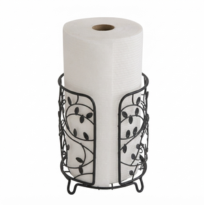 Floral Design Iron Metal Black Tissue <b>Paper</b> Holder Standing Type For Home <b>Kitchen</b> Countertop Decor Towel <b>Paper</b> Holder - Product Image 1