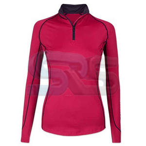 Nuevo diseño de camisa de entrenamiento de manga larga de capa base Ecuestre para mujer, ropa de montar con media cremallera, fábrica de Jodhpur & Breeches - Product Image 4