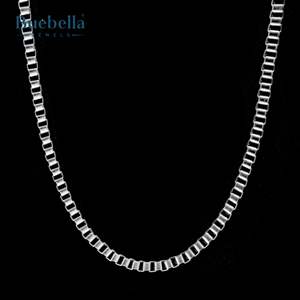 Hot Sale 925 Silver 14K White Gold Plated 3mm Square Box <b>Chain</b> for Men Premium <b>Necklaces</b> - Product Image 2