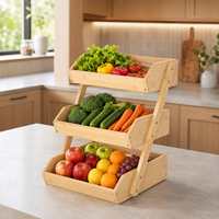 Étagère de rangement autoportante à 3 niveaux en bambou pour comptoir de cuisine, organisateur d'épices, pour salle de bain, garde-manger, fruits, légumes, en vrac, OEM personnalisé