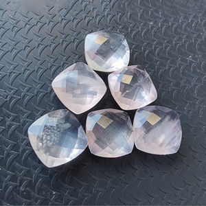 AAA + คุณภาพหินควอทซ์โรสควอทซ์เจียระไนแบบ Briolette checker รูปทรงสี่เหลี่ยมตัดพลอยทุกขนาดขายส่งอัญมณี-สีชมพู - Product Image 1