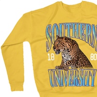 Sweatshirt Kustom SU Kuning dan Biru Langit Bordir Berkualitas Tinggi Musim Dingin 100% Katun Kerah Bulat Grosir Universitas