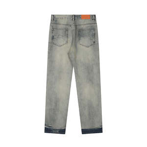 Jeans en denim vintage pour homme de haute qualité, doux, uni, écologique, séchage rapide, respirant, lavage clair et foncé, logo personnalisé, coupe droite - Product Image 2