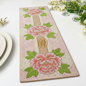 36 Inch Custom Embroidered Beaded <b>Table</b> <b>Runner</b> Luxury Glass Beads for Wedding <b>Tables</b> - Product Image 3