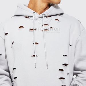 Sudadera de Manga Larga con Bolsillos para Hombre, 100% Algodón, Diseño Sólido, Estilo Desgastado, Personalizable, al por Mayor, OEM - Product Image 3