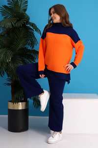 สเวตเตอร์ขากว้างเอวสูงลำลองสำหรับผู้หญิงกางเกงฤดูหนาวผ้าถักสองชิ้นสำหรับกีฬาโยคะและที่บ้าน - Product Image 5