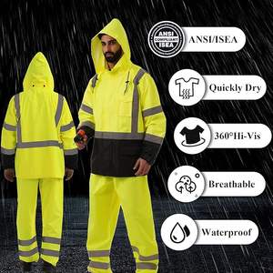 Chaquetas Impermeables de Alta Visibilidad para Hombre, Reflectantes, con Parte Inferior Negra - Product Image 5