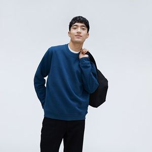 Custom Logo Printed Solid Pullover Crew Neck Streetwear 100% Cotton <b>Fleece</b> Heavyweight Mock Neck Men's Sweatshirt For Trendy - Product Image 5