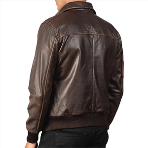Blouson aviateur en cuir de mouton pour hommes au design classique pour l'hiver et les vêtements décontractés - Product Image 4