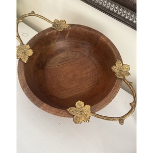 Bol de service de qualité magnifique de style rustique en bois fait à la main avec poignée en métal floral qualité incroyable - Product Image 6