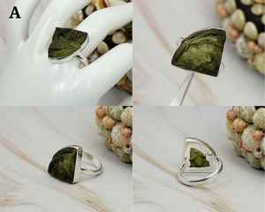 Unisex Moldavite Ring <b>Crafted</b> with Certified Raw Moldavite and Durable 925 Sterling Silver for Everyday Wear - Product Image 6