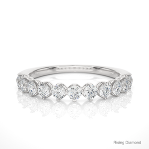 0,58 CTW corte redondo laboratorio cultivado oro amarillo boda banda aniversario regalo media eternidad conjunto con anillos de diamantes CVD - Product Image 5