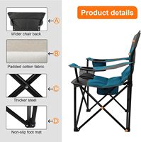 Chaise pliante extérieure bleue robuste chaise de plage de patio de pique-niques pliable pour le camping randonnée pêche prend en charge jusqu'à 300lbs