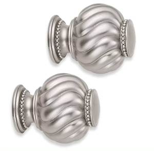 Attractive Look Complete Twist Ball Metal Finials Brushed Nickel <b>Curtain</b> Rod Accessories for Home Windows Decor - Product Image 1