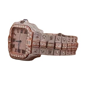 Montre analogique élégante et luxueuse en moissanite et diamant, mouvement japonais, largeur du bracelet 20 mm, boîtier en acier inoxydable, cadran en verre, style hip-hop - Product Image 3