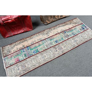 Vintage Rug, 2.2x6.2 ft <b>Runner</b> Rug, <b>Red</b> Floral Wool Turkish Rug - Product Image 2