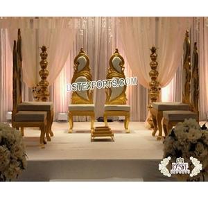 Elegantes Sillas de Mandap Estilo Hoja para Bodas Indias, Silla de Mandap de Madera de Diseño para Bodas Vidhi, Conjunto de Sillas de Mandap para Bodas Reales, Canadá - Product Image 1