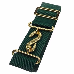 Ceinture d'extension universelle maçonnique en polyester vert avec fermoir serpent en laiton plaqué argent/or ODM - Product Image 1