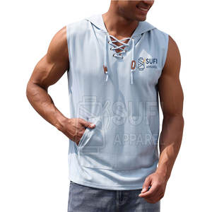 New Arrival Premium Quality <b>Men</b> <b>Sleeveless</b> <b>Hoodie</b> Solid Pattern Autumn Casual Wear Breathable for Adult - Product Image 1
