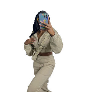 Sudadera con capucha y Pantalones rectos Con parte inferior lavada desgastada vintage con parche bordado con cremallera de gran tamaño patrón sólido - Product Image 5