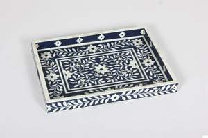 ถาดเสิร์ฟฝังกระดูก MOP ไม้ธรรมชาติลายดอกไม้ทํามือคุณภาพสูงสําหรับโรงแรมร้านอาหารในบ้านจากอินเดีย - Product Image 2