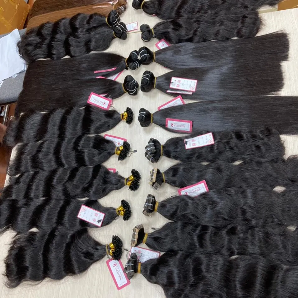 Wholesale Natural Raw Bundles Straight/Wavy/Curly Vietnamese Hair Weave Double drawn Cambodian Malaysia Vendors No tangle