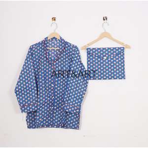 Conjunto de Pijama de Dos Piezas para Mujer, Estilo Vintage, Transpirable, 100% Algodón, Estampado Floral, Primavera, Cierre con Cordón, Largo Completo - Product Image 6