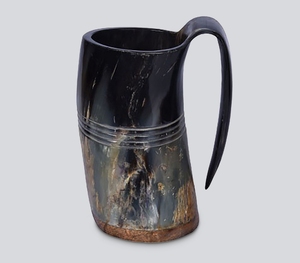 Vase à boire authentique en corne de bœuf naturelle avec étui de transport en cuir noir de qualité supérieure et bandoulière réglable décorative - Product Image 6