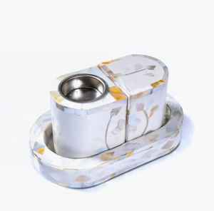 Ensemble de brûleur à bakhoor de haute qualité, incrusté de nacre arabe religieuse, boîte à plateau, parfum de fraise, anis étoilé, décoration d'intérieur, Inde 2024 - Product Image 5