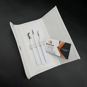 Pinzas LASH de acero inoxidable con logotipo personalizado, puntiagudas para extensión de pestañas, bolsa de cuero de fibra, volumen sostenible - Product Image 6