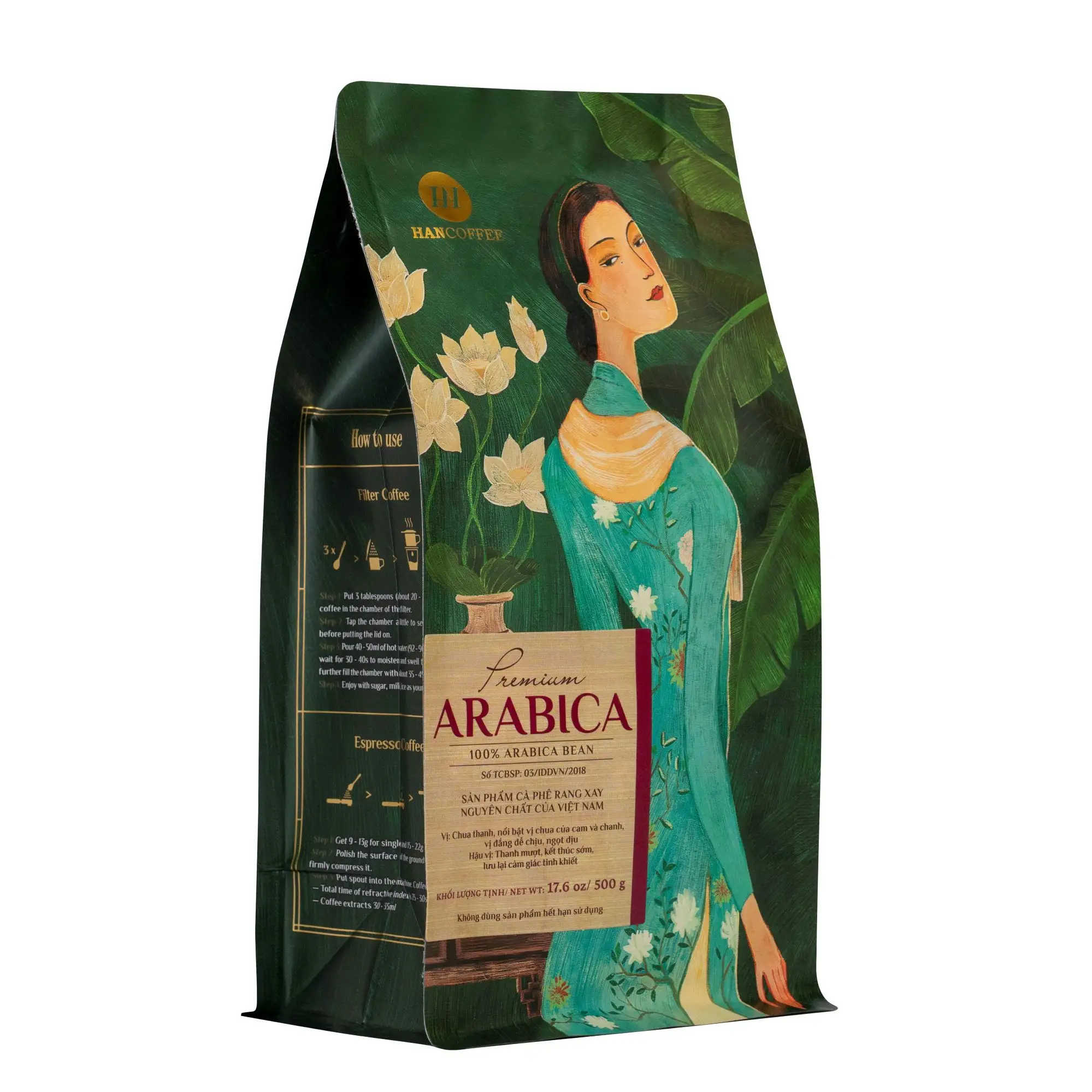 HOT SELLING PREMIUM 100% ARABICA ROASTED WHOLE BEAN COFFEE WITH GOOD PRICE - 500gr/bag - OEM / ODM