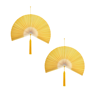 Vente en gros Éventail de mariage en bambou beige rayé fait à la main avec logo personnalisé Hot Deal Tenture murale - Product Image 1