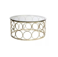 Table basse en fer forgé de console moderne dorée de luxe de qualité supérieure avec dessus en verre trempé pour la décoration de la maison en vente