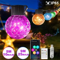 RGB G40 Globe Ampoules Patio Guirlande Lumineuse Musique Extérieure Sync APP Télécommande Dimmable Festoon Guirlande Lumineuse Garden Party Holiday Decor