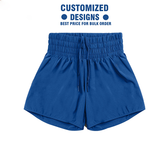 Shorts de yoga taille haute pour femme, séchage rapide, en Spandex/Polyester, taille élastique avec poches, imprimé en relief, pour la course, décontracté, natation - Product Image 1