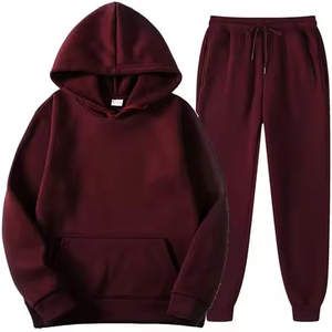Vêtements de sport de couleur unie décontractés pour hommes pulls de survêtement sweat à capuche pantalon imprimé design mode coupe ajustée pour fitness - Product Image 4