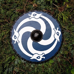 Escudo redondo completamente funcional de estilo medieval, diseño creativo de oro negro para batallas y cuchillos, hoja de acero, uso de cuero Industrial - Product Image 5