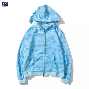 Sudadera con capucha unisex con impresión de soplo de logotipo personalizado, Sudadera con capucha y cremallera de peso pesado de algodón y poliéster, sublimación con impresión de soplo de cara completa - Product Image 5