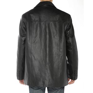Chaqueta de piel de cordero personalizada para hombre, abrigo negro con 3 botones - Product Image 2